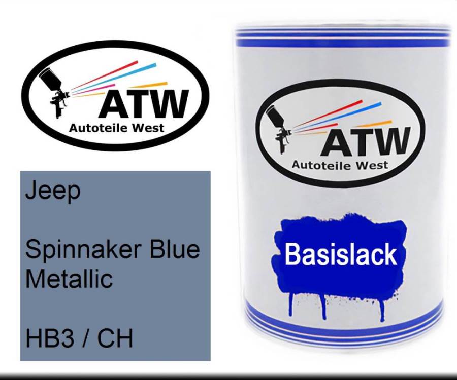 Jeep, Spinnaker Blue Metallic, HB3 / CH: 500ml Lackdose, von ATW Autoteile West.